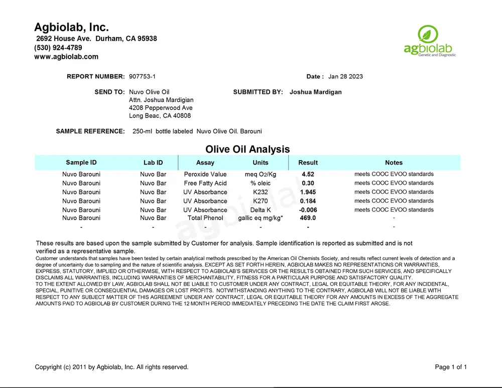 Nuvo Barouni Extra Virgin Olive Oil